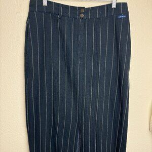 Blue Willi’s  Textured Striped Dark Blue Denim Maxi Skirt Size L